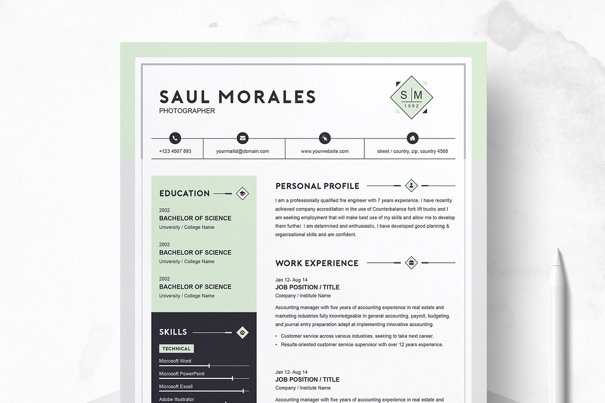 Resume Template 3 Page | CV Template, a Resume Template by ResumeInventor