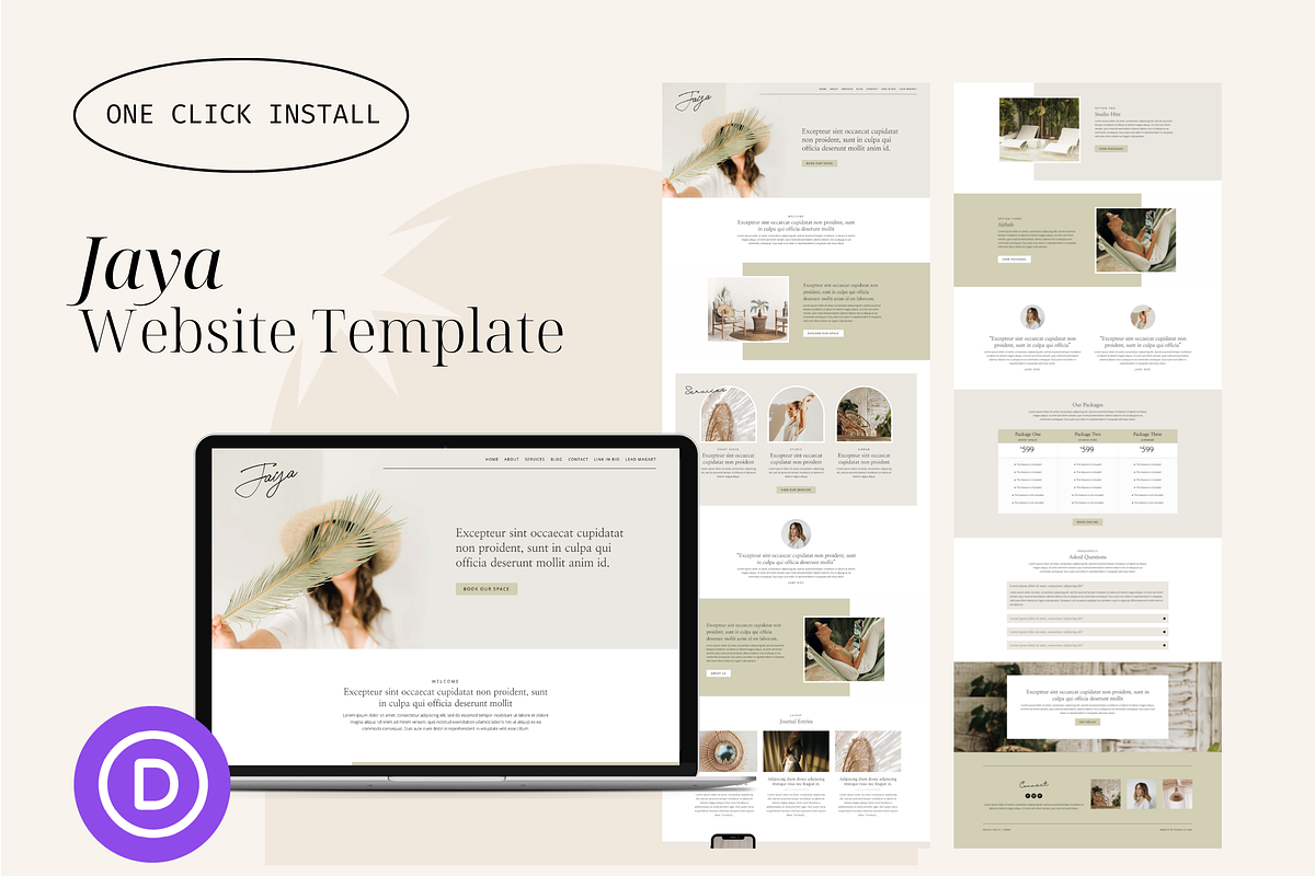 Jaya Website Template for Divi Theme, a WordPress Template by Studio La Luna (Photo 1 of 6)