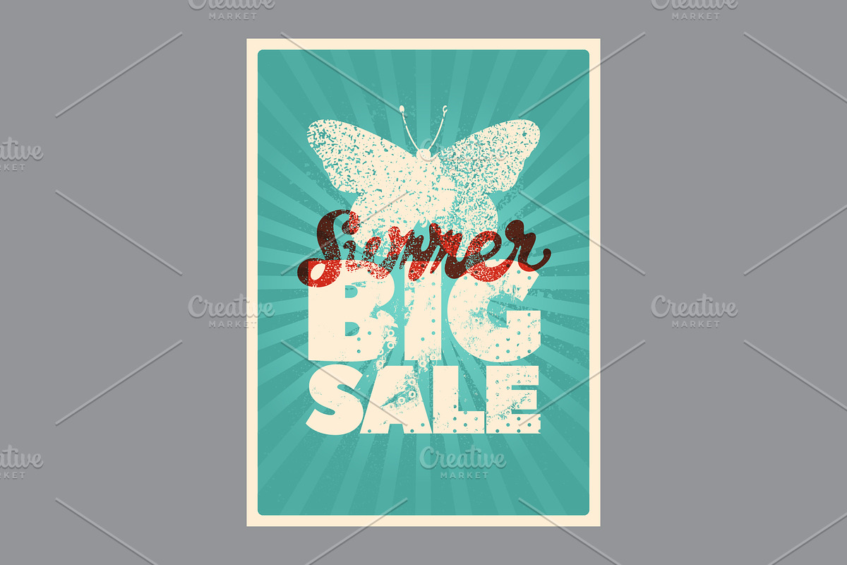 Summer Sale grunge vector poster set, a Seasonal Illustration by PoPaShop (Photo 4 of 9)