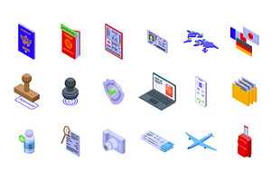 Getting a passport icons set, a Person Illustration by Ylivdesign
