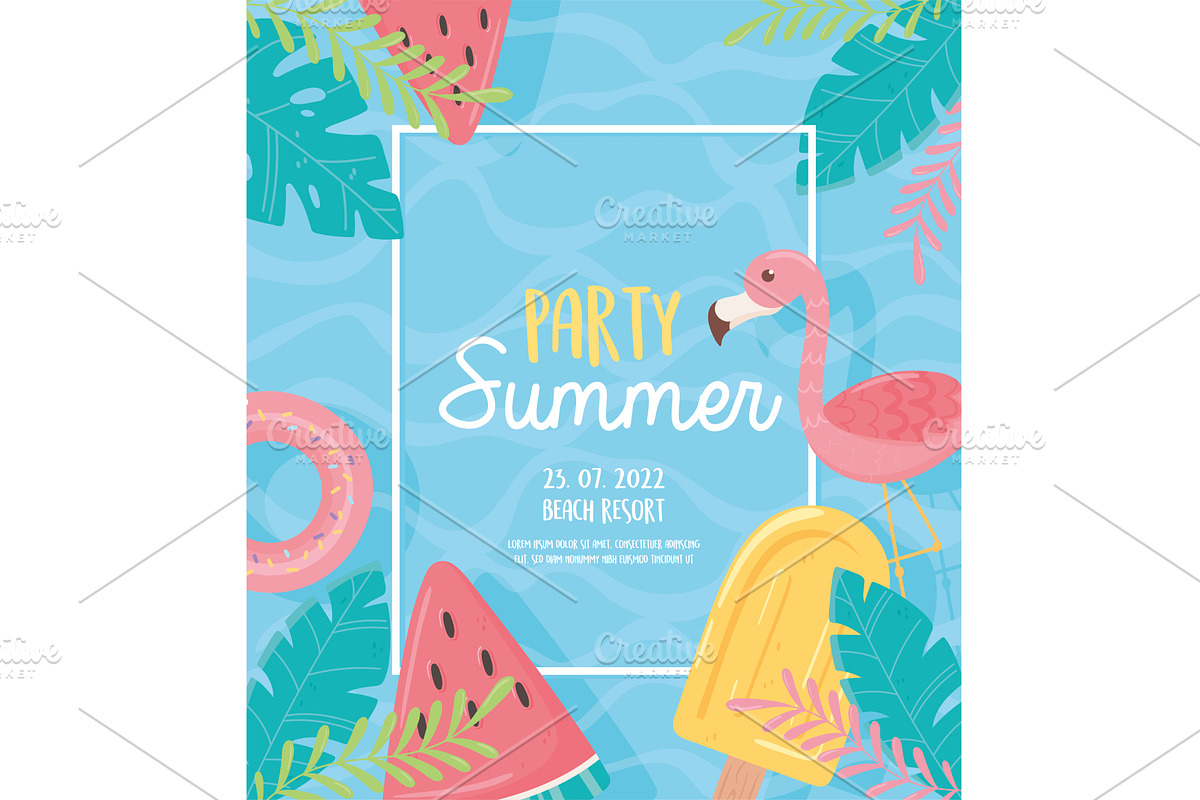 party summer card, an Illustration by studiogstock
