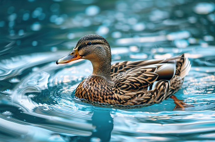 Duck swimming into the pond, an Animal Photo by AlyaAnd