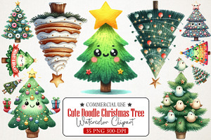Cute Doodle Christmas Tree Clipart, an Illustration by RobertsArt