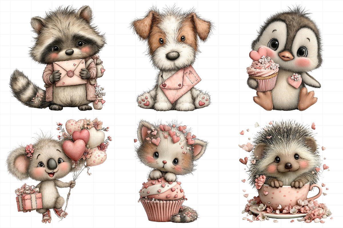Quirky Valentine Day Animal Clipart, an Illustration by Daily.Designs (Photo 4 of 5)