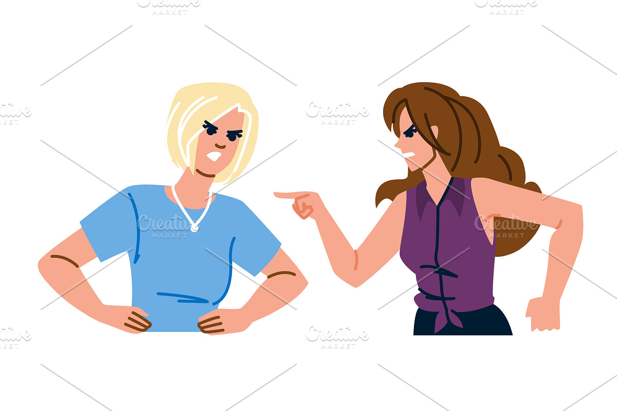Women having conflict, argument, and, a Person Illustration by pikepicture