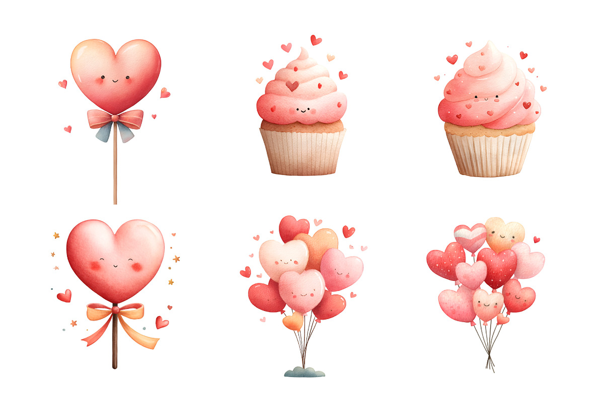 Cute Valentine Clipart PNG, an Illustration by SinaCreation (Photo 2 of 11)