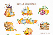 Watercolor Autumn Pumpkins Clipart, a Seasonal Illustration by SvetaArtStore (Thumbnail 5 of 15)