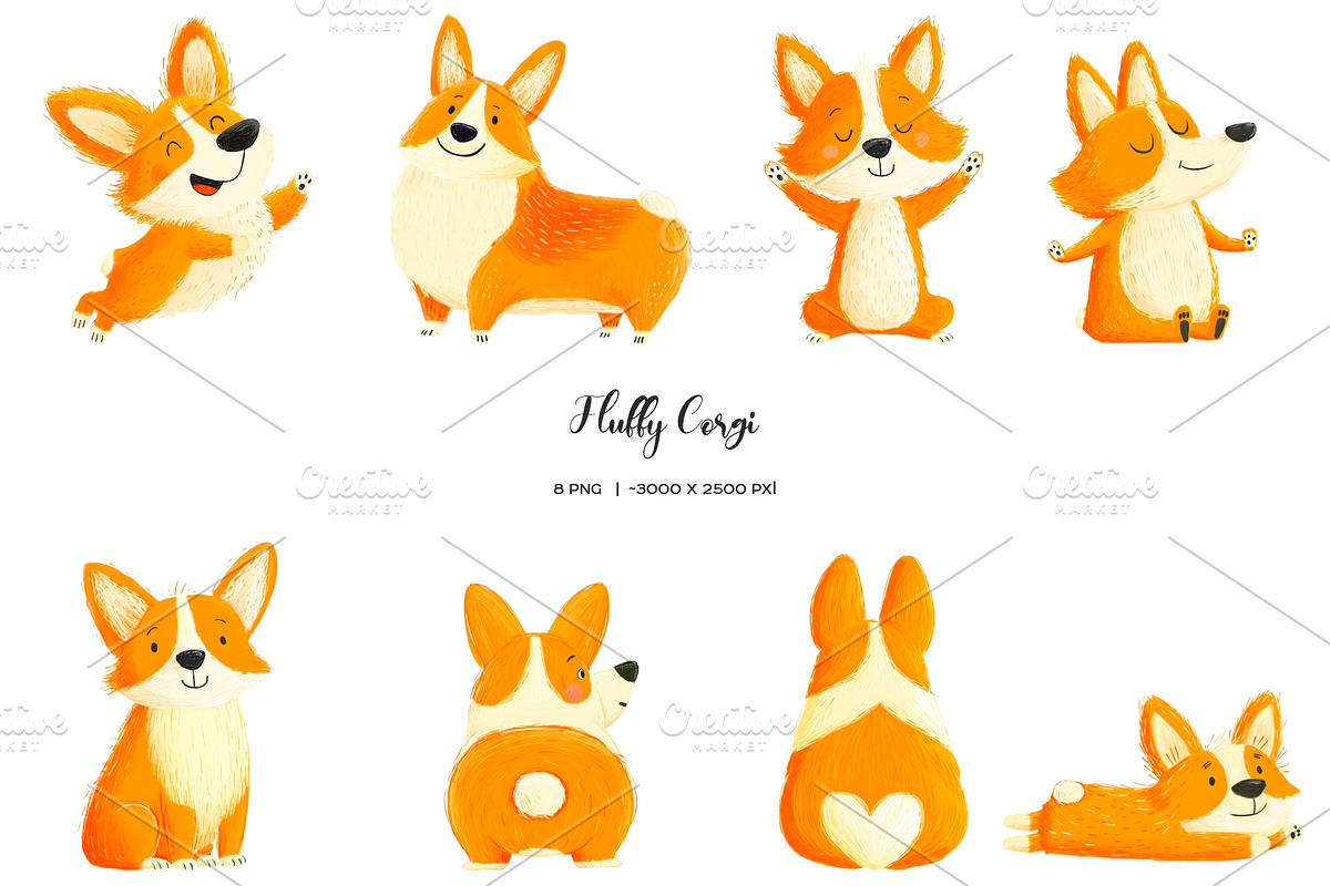 Watercolor cute corgi clipart, an Animal Illustration by Art and Funny (Photo 2 of 5)