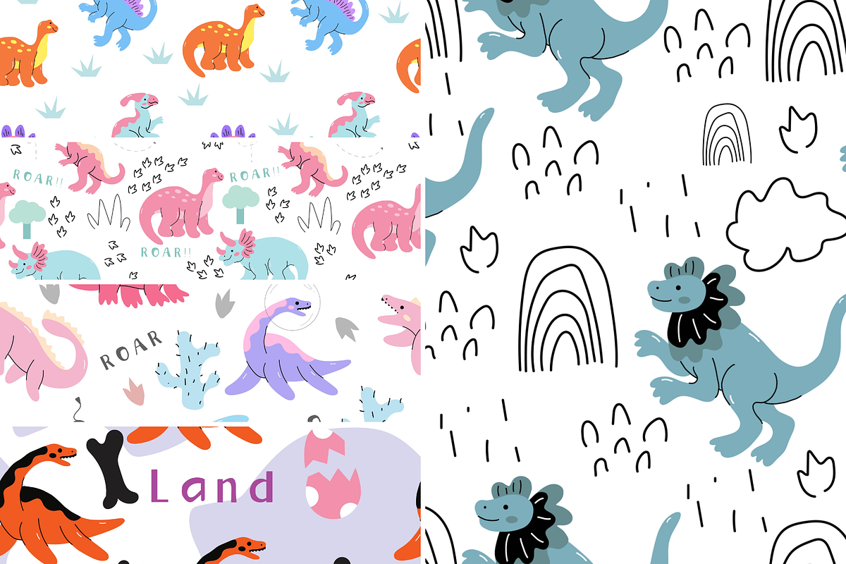 Dino Land Kids Seamless Pattern, a Pattern Graphic by ItsReksita Pattern (Photo 2 of 9)