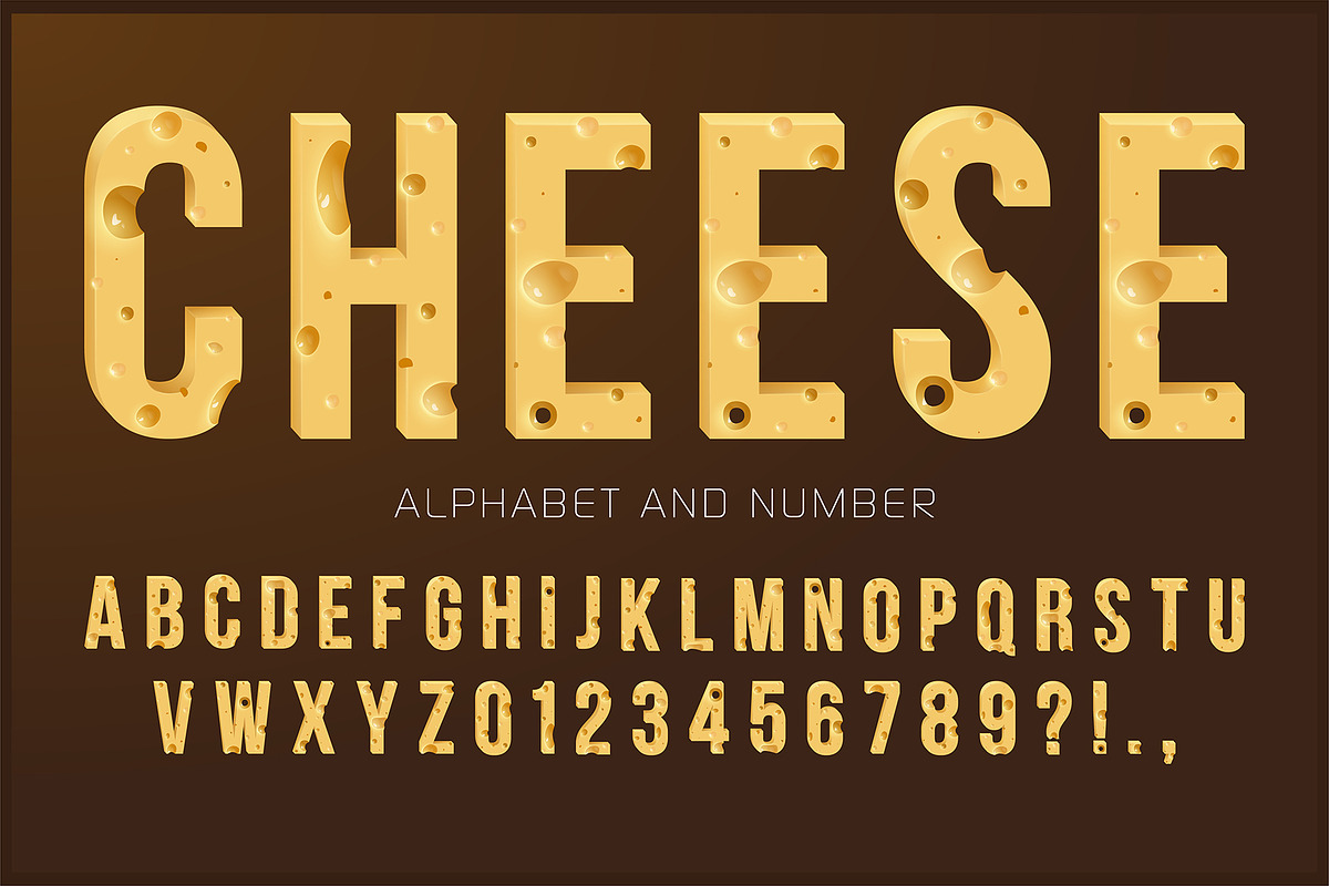 Cheese Alphabet Font Set, a Graphic by Pro_Vector (Photo 1 of 2)