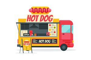 Hot Dog Food Truck, Street Meal, a Food Illustration by TopVectors