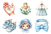 Baby Boy Baptism Watercolor Clipart, an Illustration by SinaCreation (Thumbnail 2 of 5)