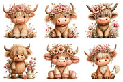 Whimsical Highland Cow Clipart PNG, a Seasonal Illustration by Daily.Designs (Thumbnail 4 of 5)