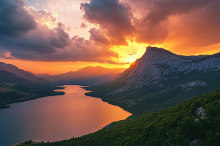 Stunning summer sunset over mountain, a Photo by Iftikhar Alam