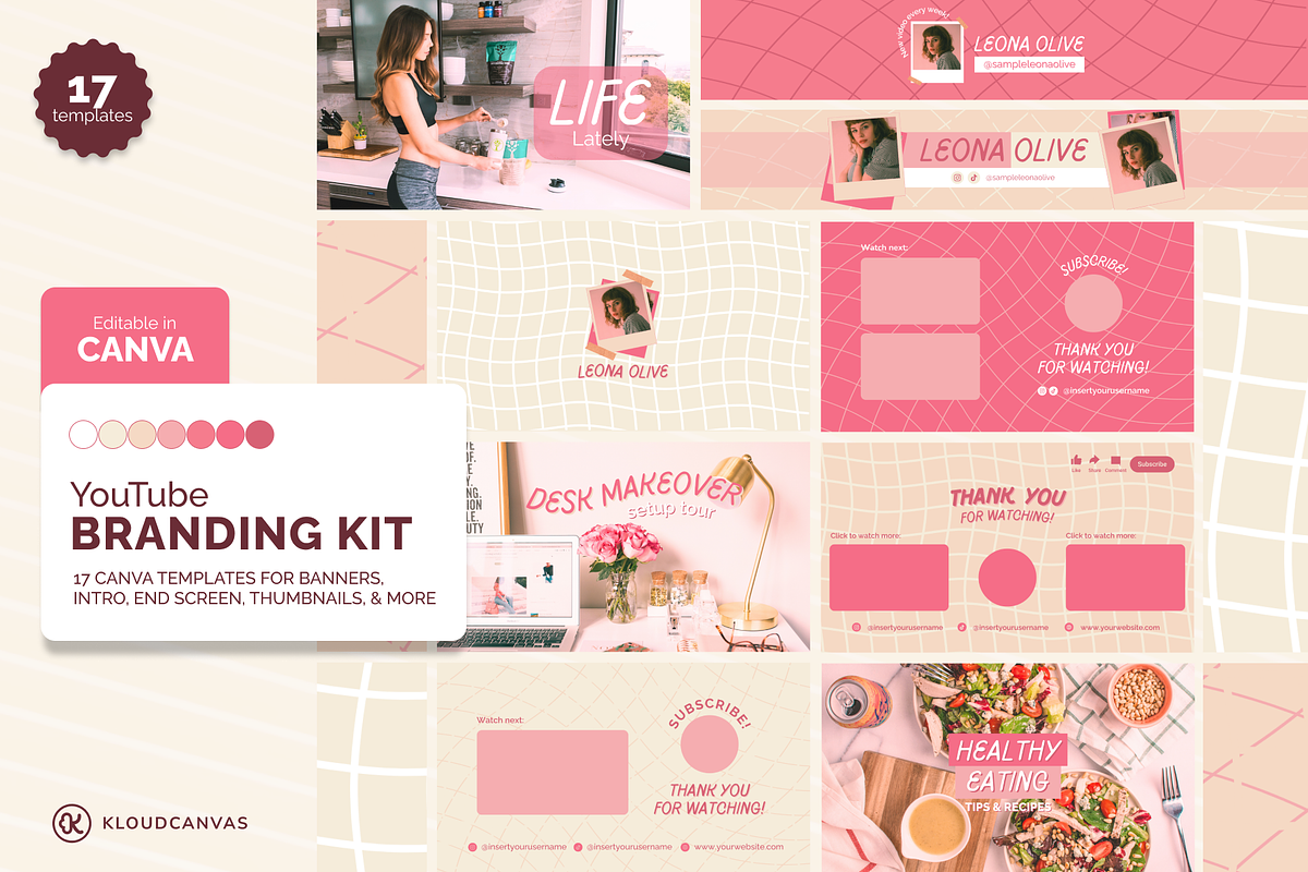 YouTube Branding Kit - Kawaii Pink, a Social Media Template by KloudCanvas (Photo 1 of 8)