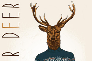 Hipster Deer Illustration