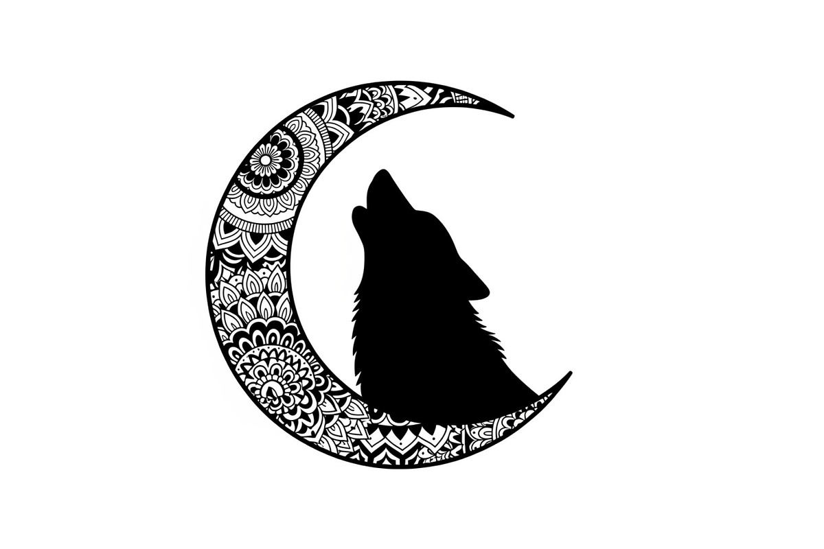 Mandala Moon Wolf SVG Bundle, an Illustration by Gaye Art (Photo 6 of 31)