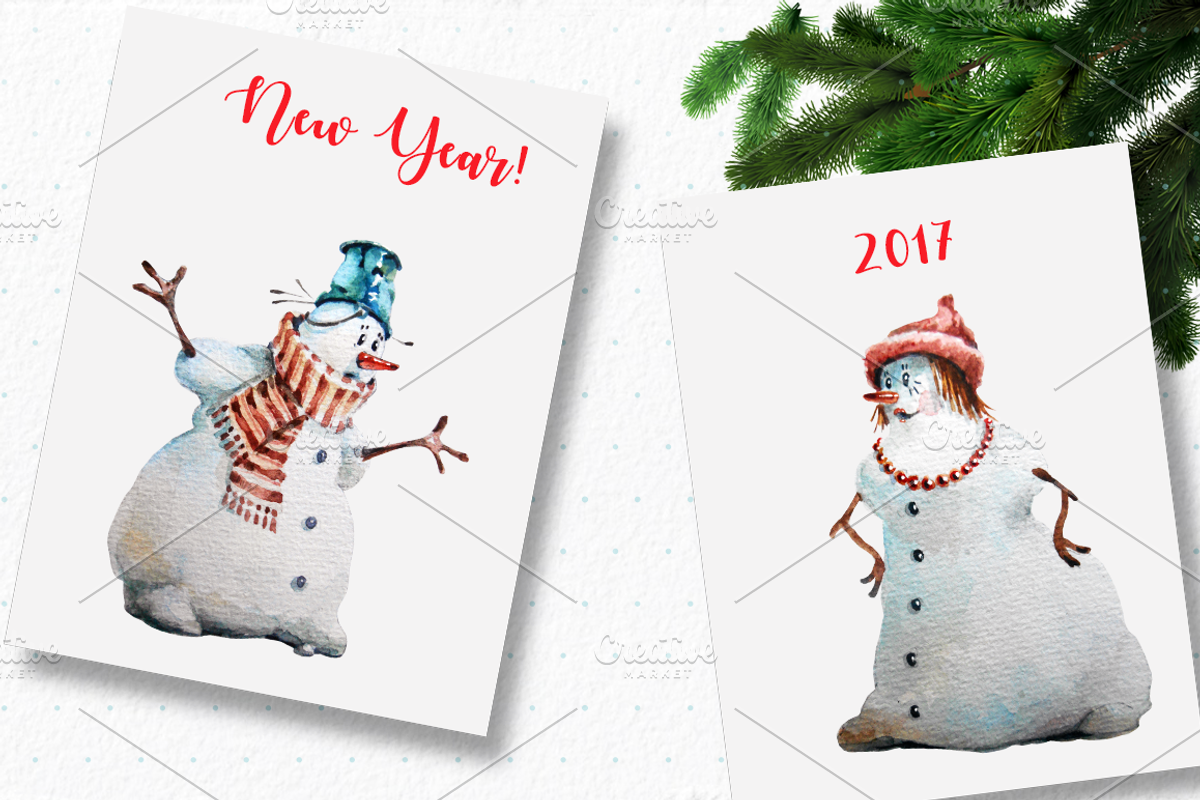 Watercolor New Year Set, an Illustration by dm_art (Photo 5 of 6)