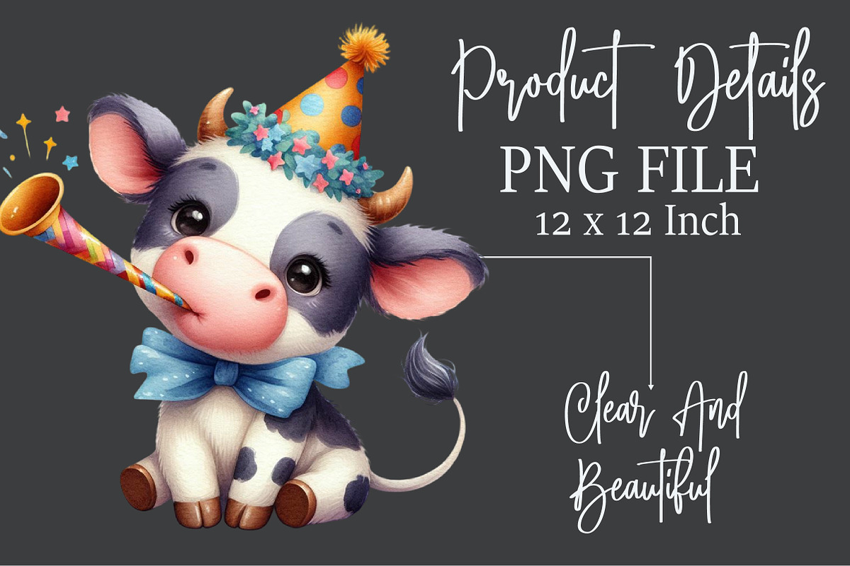 Watercolor Funny Cow Clipart, an Illustration by Rose Art (Photo 3 of 6)
