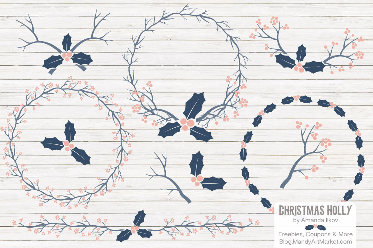 Navy & Blush Holly & Vectors, an Illustration by Amanda Ilkov (Photo 1 of 5)