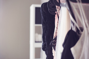 Wardrobe with glamour dresses
