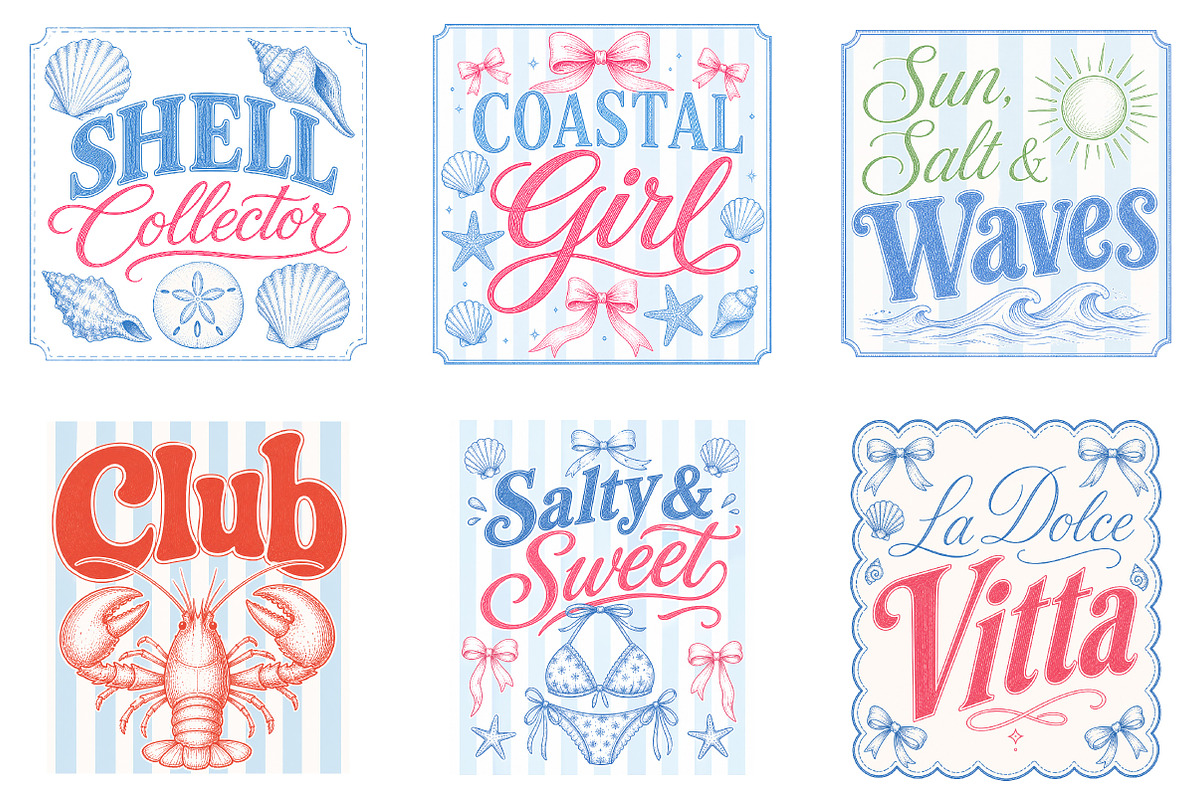 Preppy Coastal Summer Clipart Bundle, a Seasonal Illustration by Dream Creation (Photo 10 of 11)