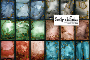 Earthy Watercolor with Gold Veins