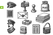 Vintage Postal Service Icons Set, an Object Graphic by RT Studio (Thumbnail 1 of 4)