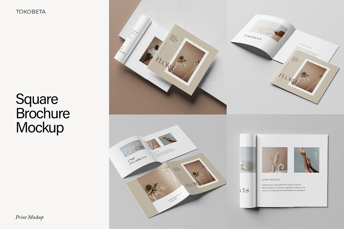 Square Brochure Mockup, a Books & Magazine Mockup by Tokobeta