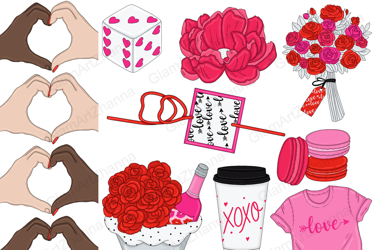 Be Mine Clipart, a Seasonal Illustration by GlamArtZhanna (Photo 3 of 5)