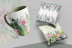 FLAMINGO & FLOWERS Tropical Set