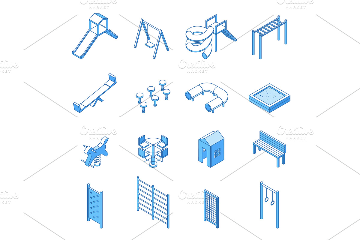 Isometric children playground, an Illustration by Valerie Bodnar