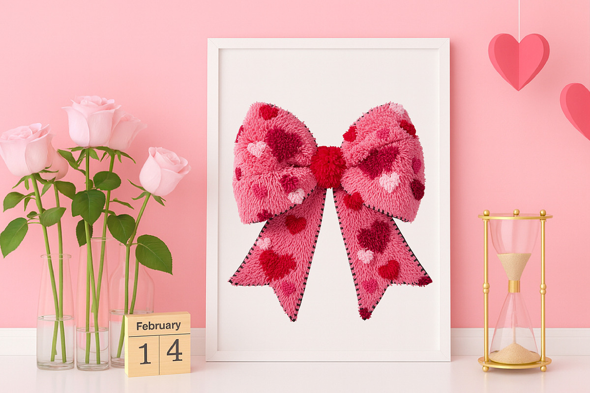 Faux Yarn Coquette Bow Valentines, an Illustration by Canvas Craft (Photo 6 of 7)