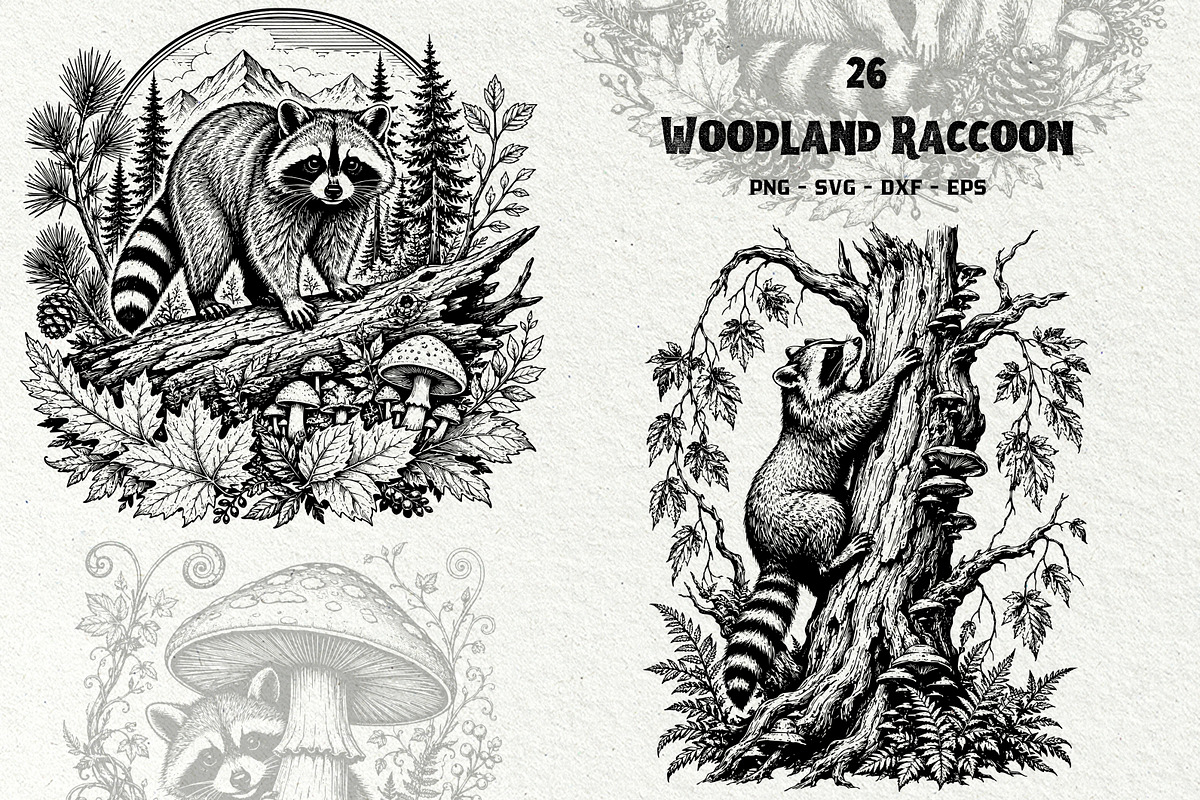 Woodland Raccoon SVG Graphics, an Animal Illustration by DENIDigitalArtSudio (Photo 1 of 8)