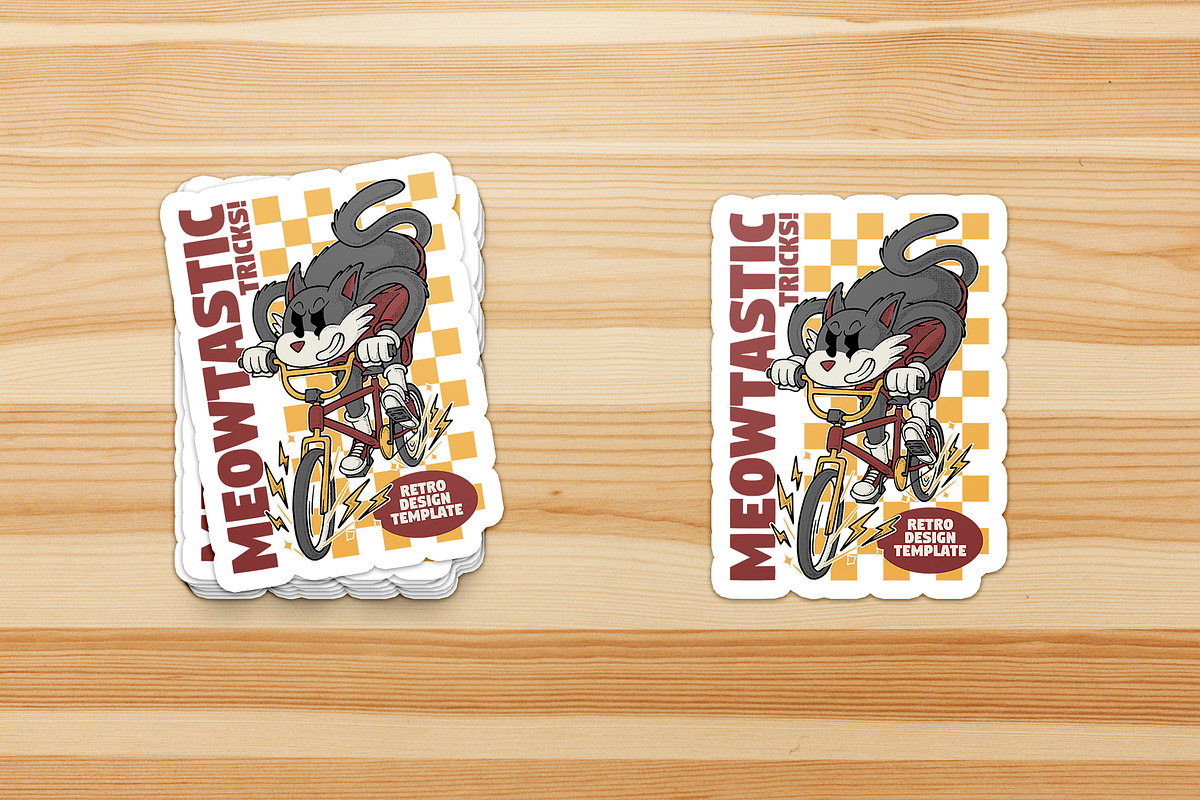 retro cat mascot riding bmx bike, a Branding & Logo Template by Judsart (Photo 3 of 3)