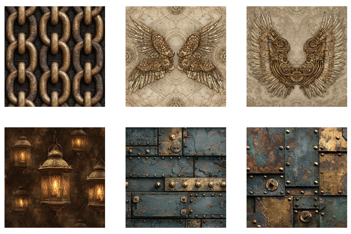Steampunk Digital Papers, a Pattern Graphic by CreationArt (Photo 3 of 7)
