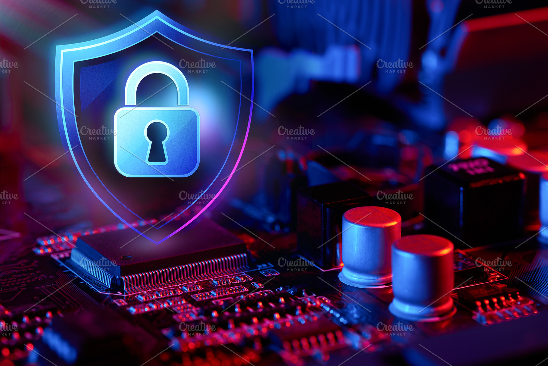 Secure Data: Motherboard Shield, a Technology Photo by Alliance Images