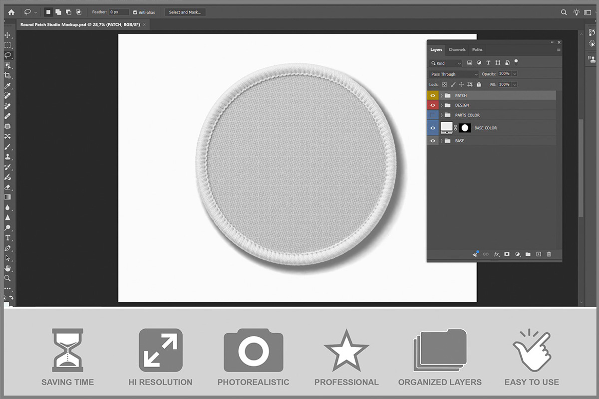 Round Patch Studio PSD, a Merchandise Mockup by Bruno's Shop (Photo 2 of 3)