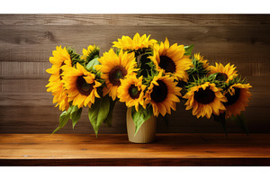 floral sunflowers on table ai, an Animal Photo by pikepicture