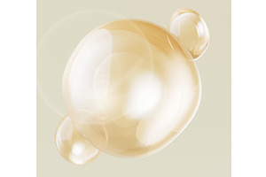 3d gold soap bubble. Golden light, an Object Illustration by Marozhkastudio