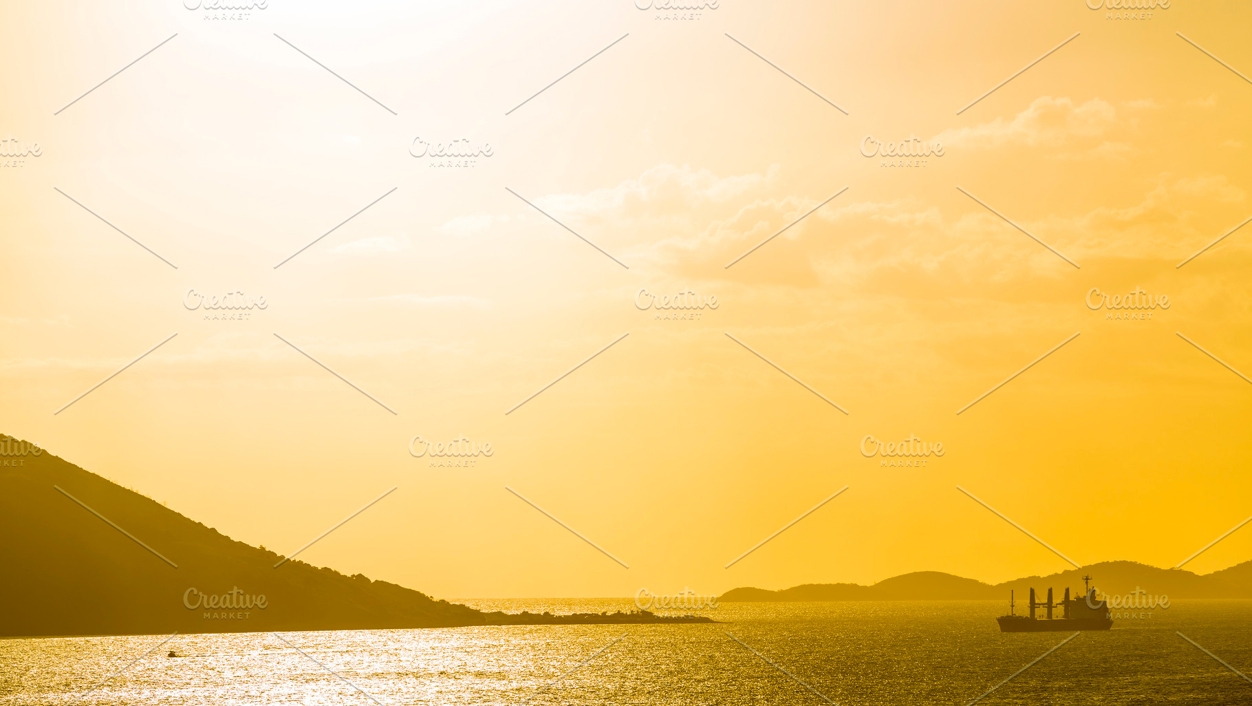 Ship At Sunset, a Nature Photo by THP Creative