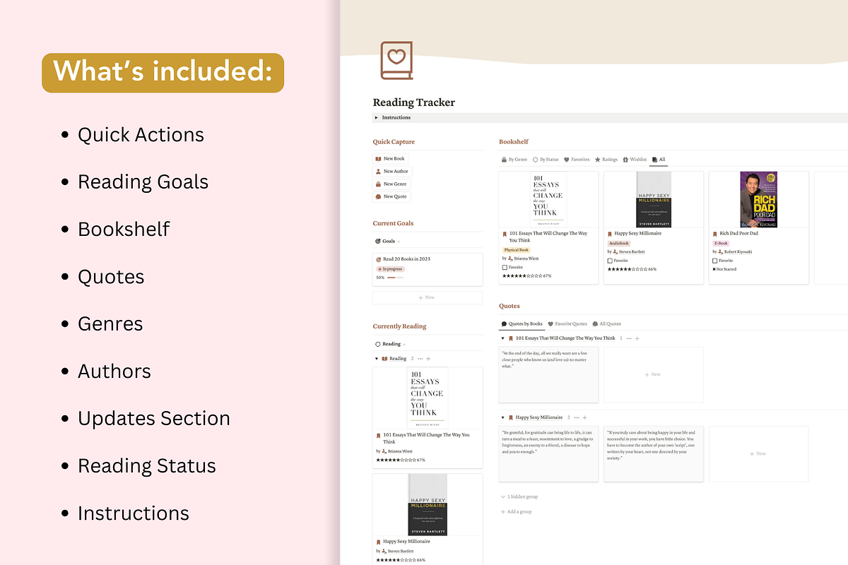 Book Tracker, Notion Template, a Presentation Template by Planner 2 Success (Photo 2 of 10)