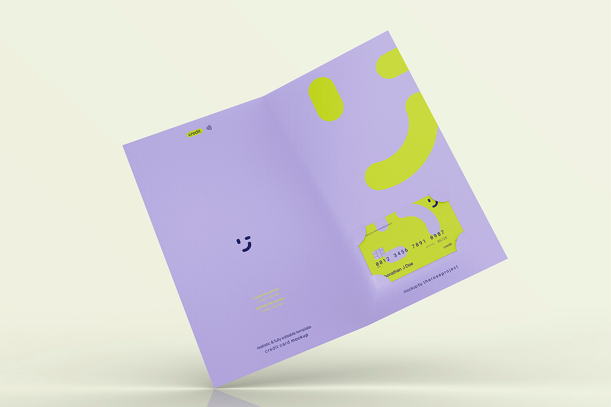 3d Credit Card in Folder Mockup, a Merchandise Mockup by The Rose Project (Photo 1 of 4)