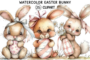 Watercolor Easter Bunny Png Clipart, an Illustration by Creative Art