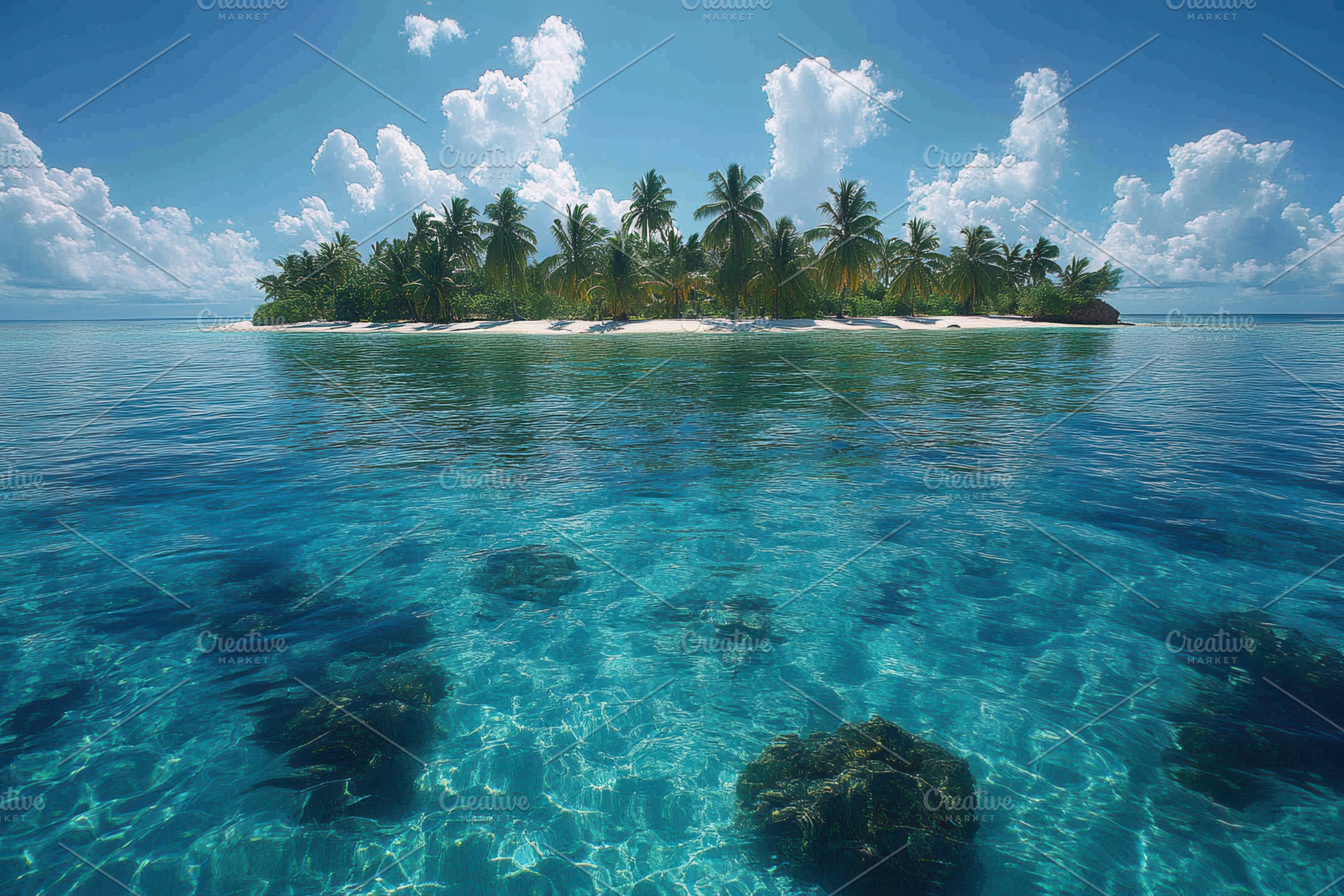 Serene tropical island with crystal, a Photo by Tanuart