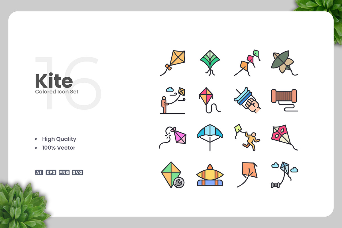 Kite Colored Icons, an Icon by Upnowgraphic