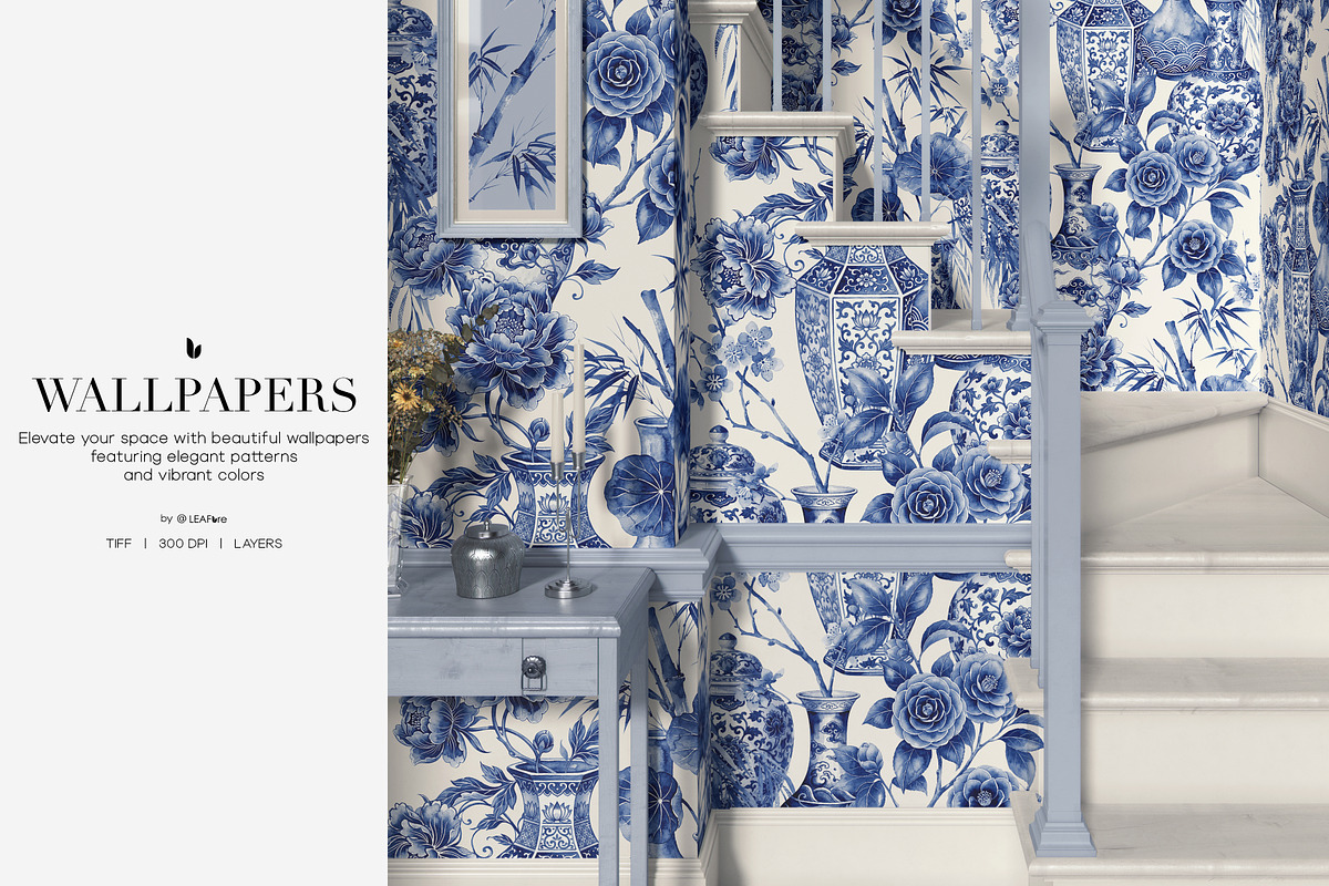 Chinoiserie Inspired Toile Patterns, a Pattern Graphic by LEAFure (Photo 4 of 9)