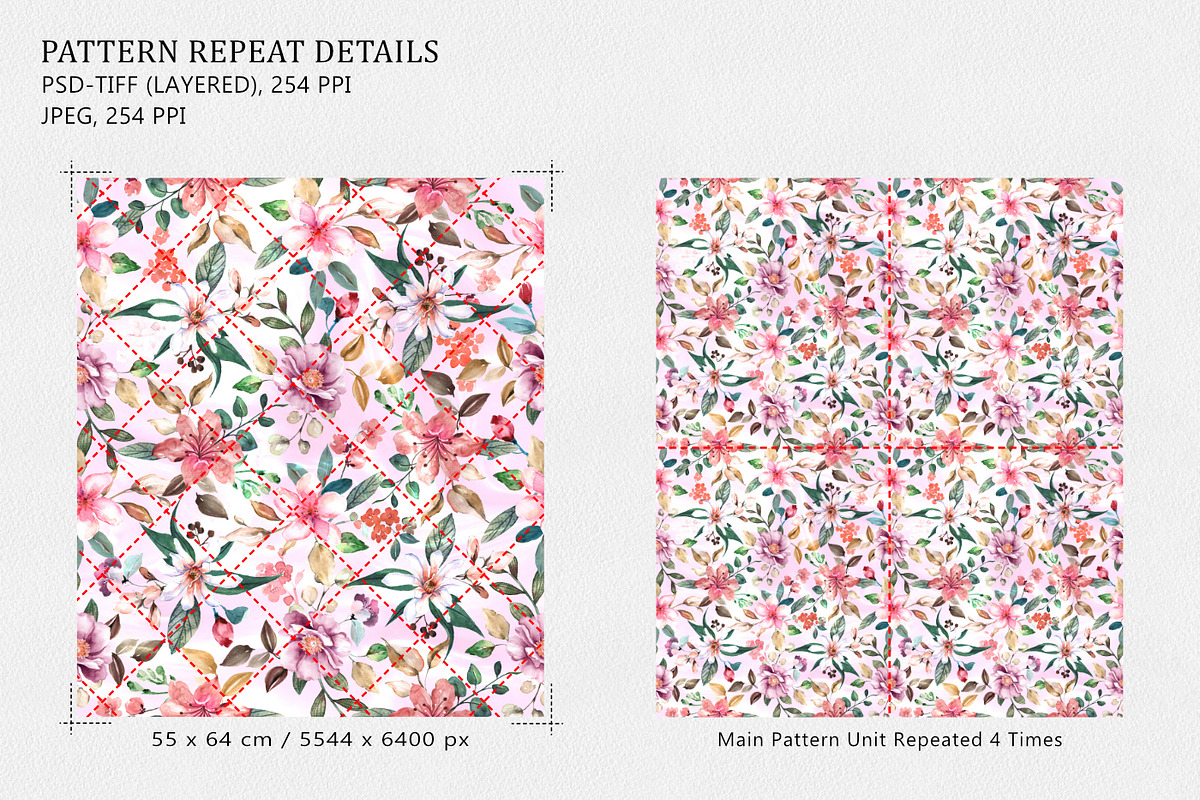 Watercolor Flower Allover Pattern, a Decorative Illustration by Gullenda (Photo 2 of 6)