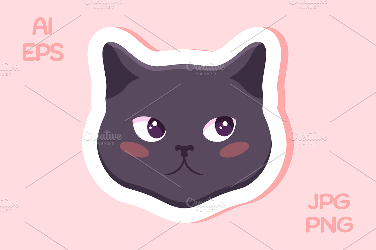Gray Cat Emoji Stickers, an Animal Illustration by PsychocheArt (Photo 6 of 9)