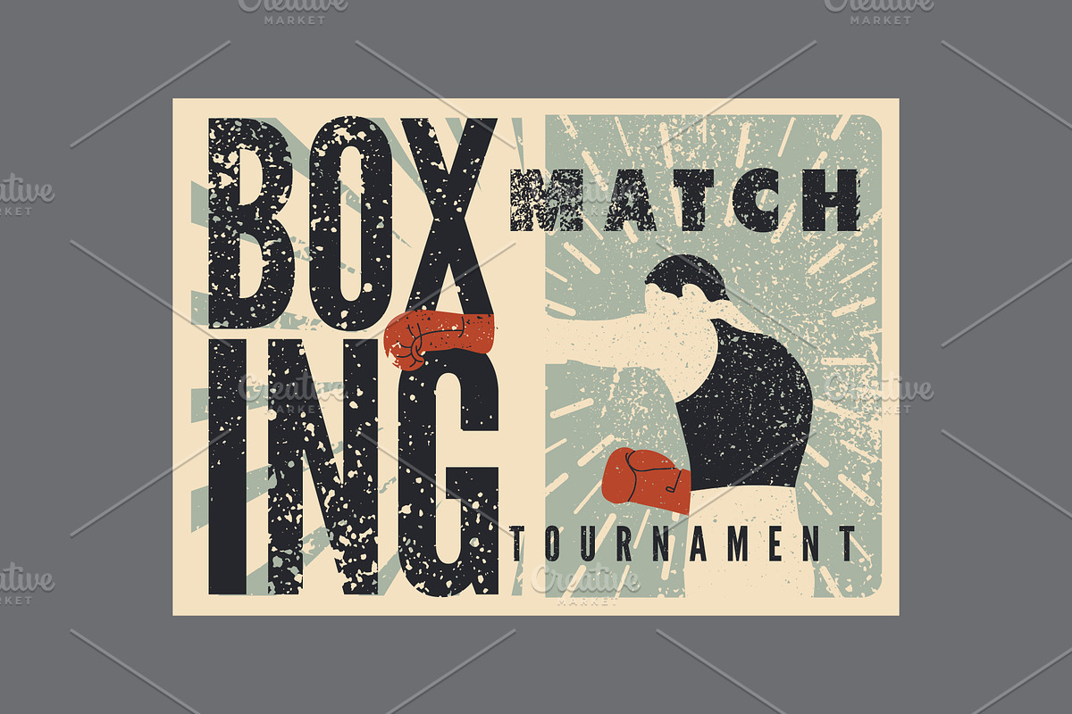 Boxing grunge vector poster set., a Sport Illustration by PoPaShop (Photo 3 of 8)